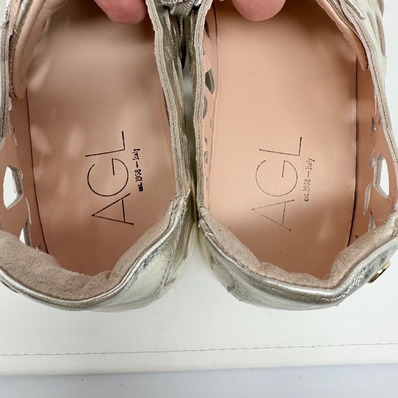 New AGL Mandi Cut Out Sneaker In Platinum Sz 39 - Picture 7 of 14